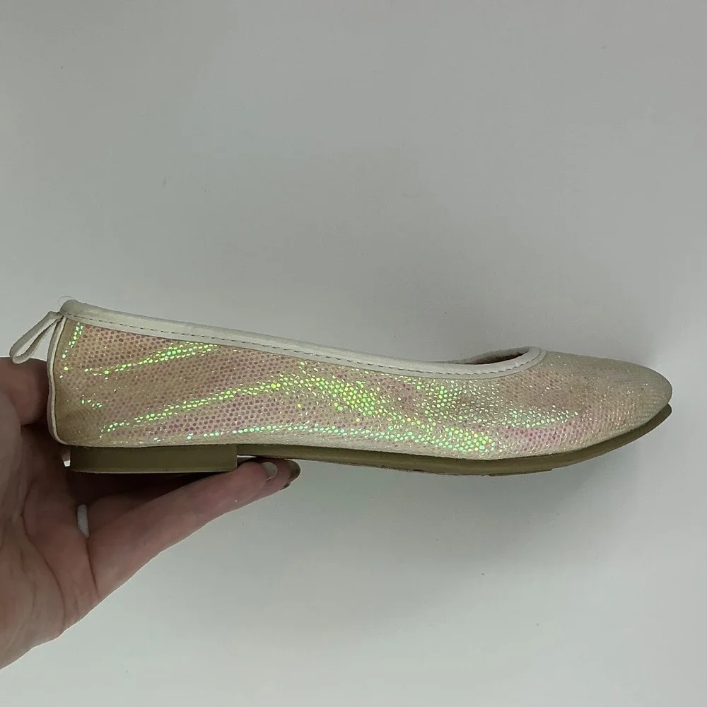 Faded Glory Iridescent Ballet Flat Kids Size 13 Glitter Sparkle Slip On Shoes